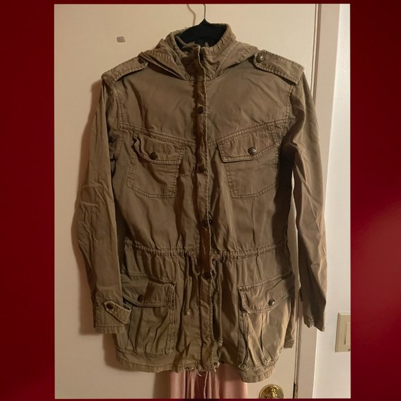 TALULA | Trooper Hooded Utility Jacket, Olive Green - Picture 1 of 5